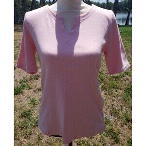 "The Talbots Tee" Shirt 100% Cotton Peach Short Sleeve V Neck Womens Size XS